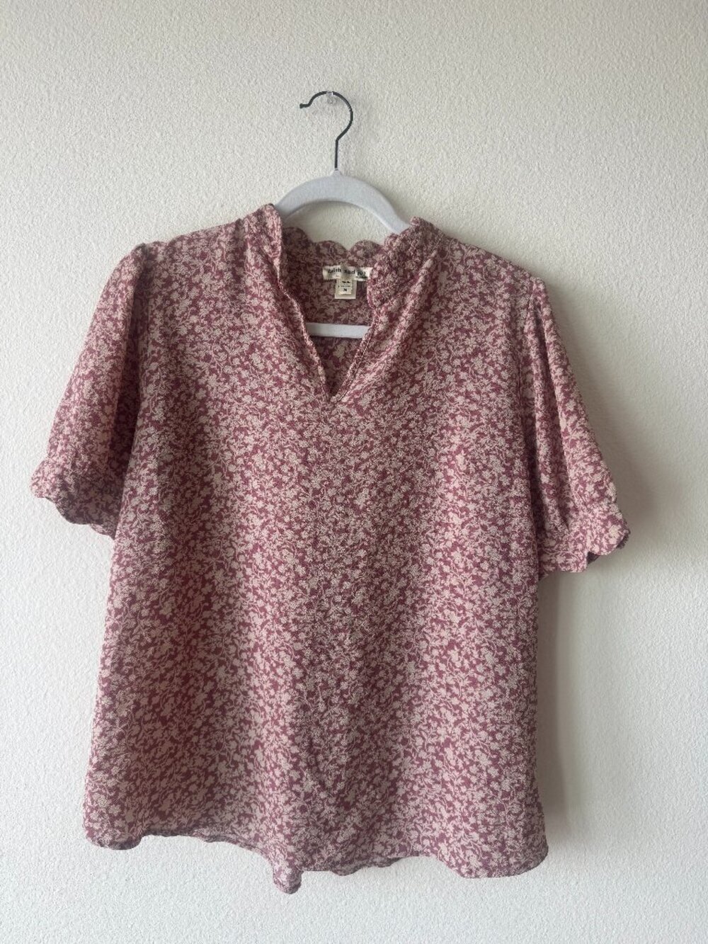 Light Pink Floral Faith and Joy Short Sleeve Shirt